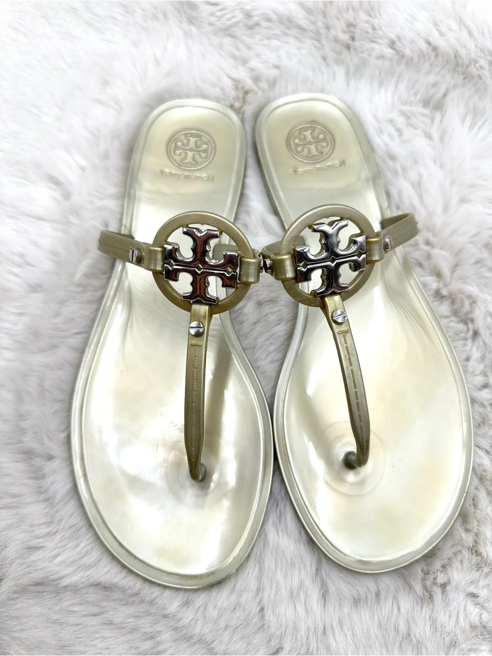 Tory Burch Sandals Gold Miller Jelly size 8 - Picture 3 of 9